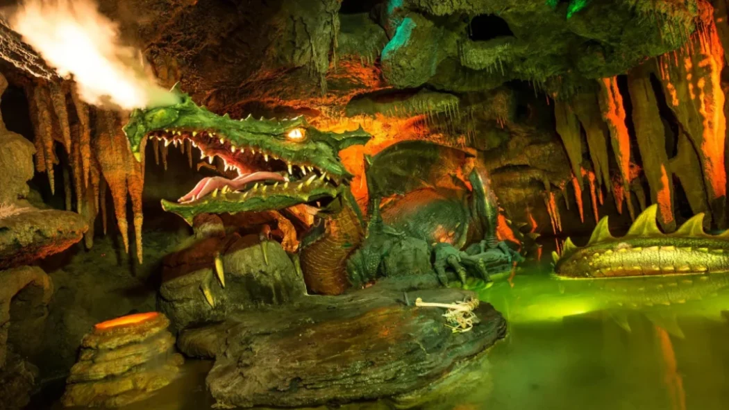 Fire-breathing dragon animatronic inside Sleeping Beauty Castle cave at Disneyland Paris